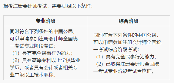 北京注册会计师报名条件及考试科目官网公布了吗？