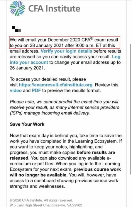 2020年12月CFA一级考试成绩公布时间