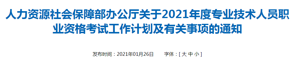 关于2021年专业技术人员职业资格考试工作计划及有关事项的通知