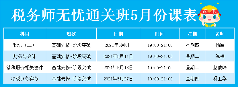 税务师无忧直达班2021年5月份