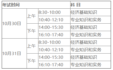 中级经济师考试时间