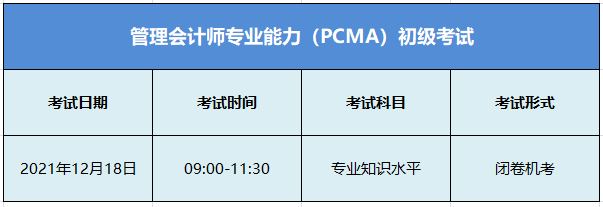 初级管理会计考试科目