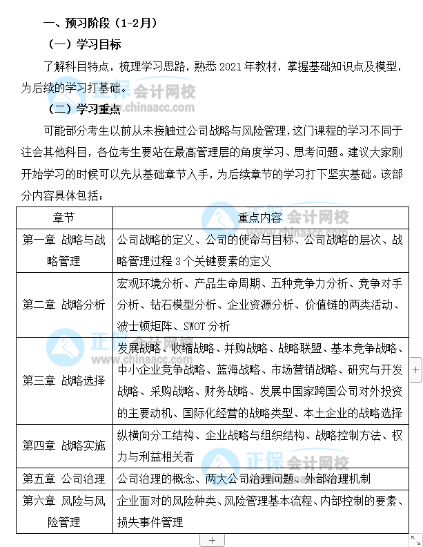 2022年注会《战略》预习阶段先学哪几章？