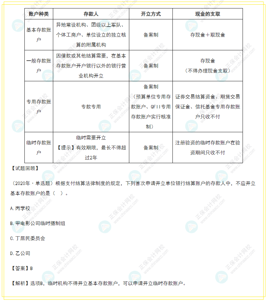 2022年初级会计《经济法基础》高频考点：银行结算账户的使用