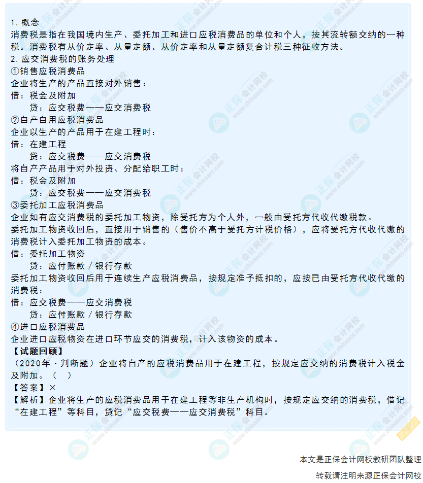 2022年《初级会计实务》高频考点：应交消费税