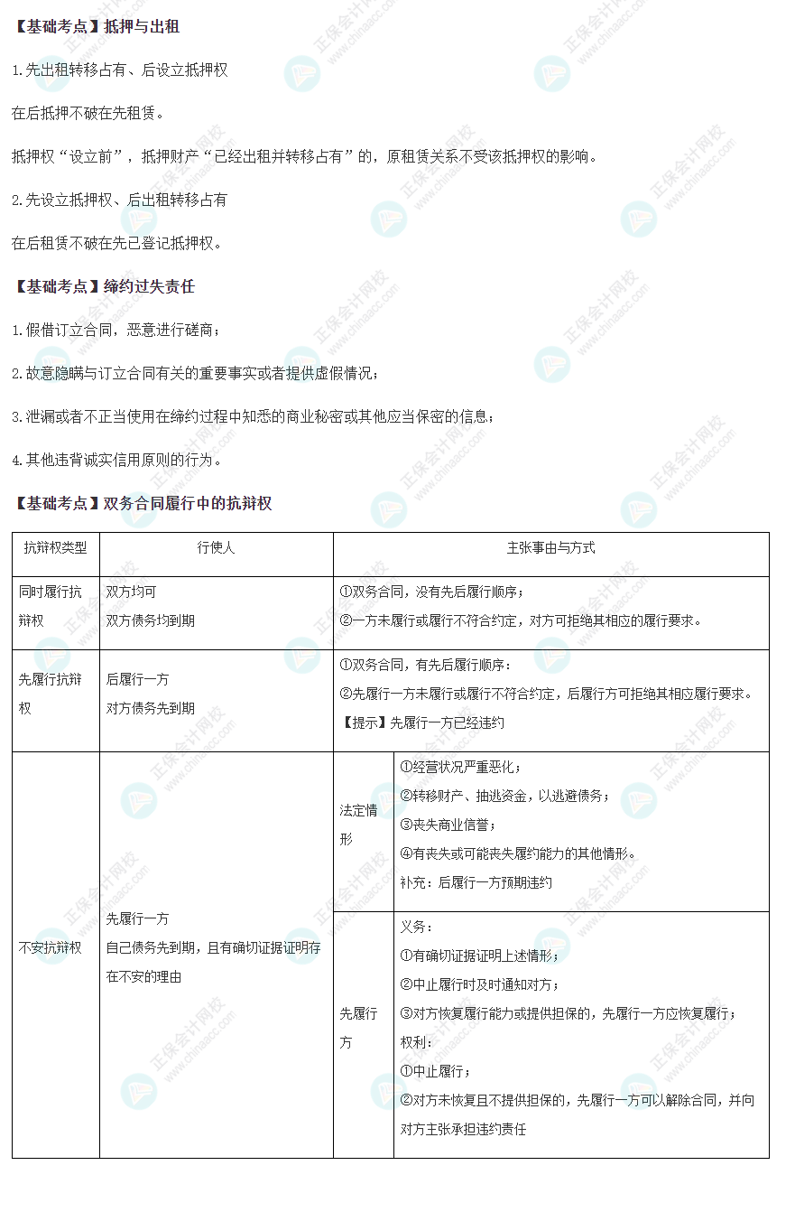 2022注会经济法基础阶段必背考点