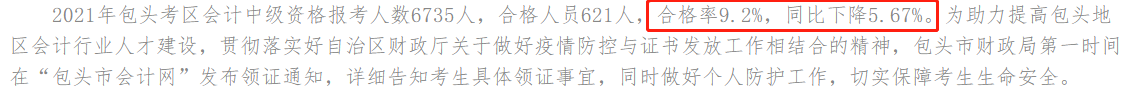 一地官宣2021年中级会计考试合格率！这三大原因正影响你拿证儿！