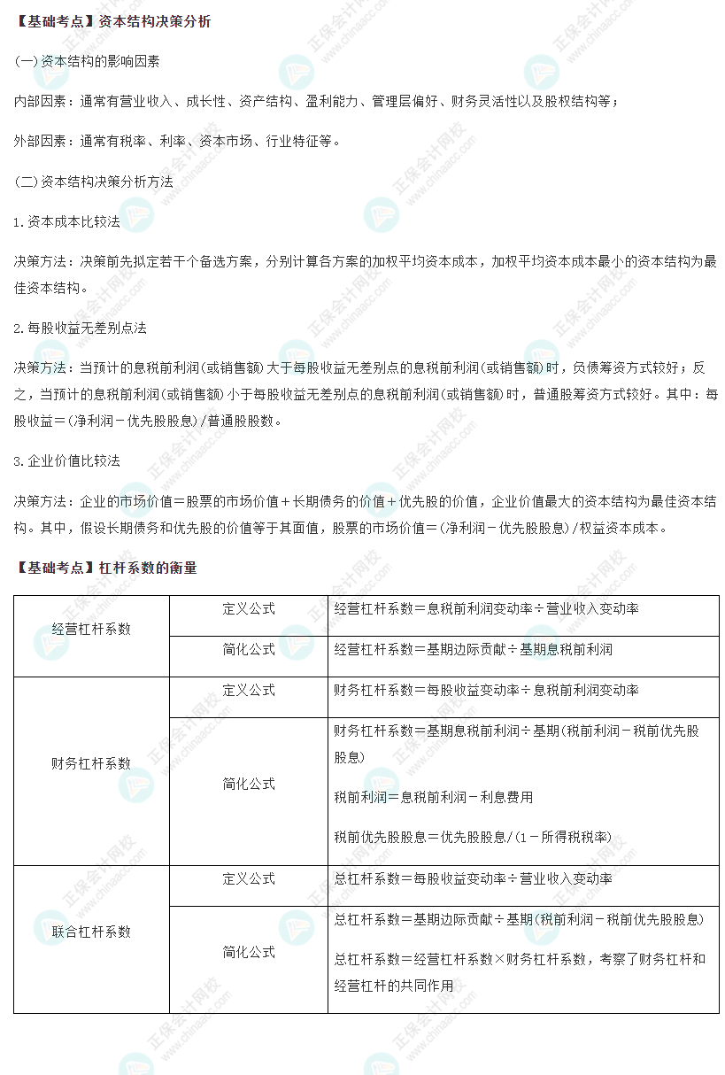 2022注会《财管》基础备考阶段必备考点