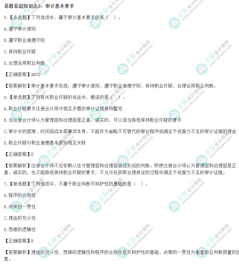 2022年注会《审计》冲刺阶段易错易混题