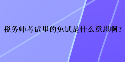 税务师考试里的免试是什么意思啊？