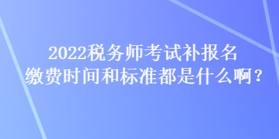 2022税务师考试补报名缴费时间和标准都是什么啊？