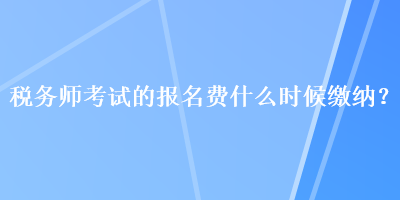 税务师考试的报名费什么时候缴纳？