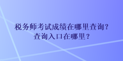 税务师考试成绩在哪里查询？查询入口在哪里？