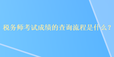 税务师考试成绩的查询流程是什么？