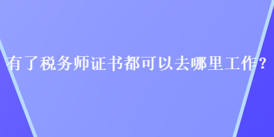 有了税务师证书都可以去哪里工作？