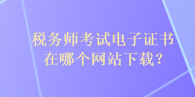 税务师考试电子证书在哪个网站下载？