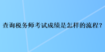 查询税务师考试成绩是怎样的流程？