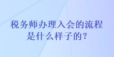 税务师办理入会的流程是什么样子的？