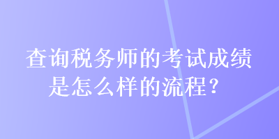 查询税务师的考试成绩是怎么样的流程？