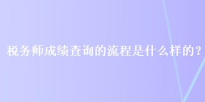 税务师成绩查询的流程是什么样的？