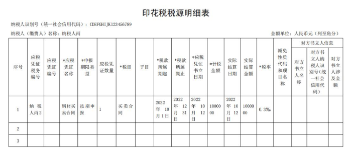 印花税税源明细表