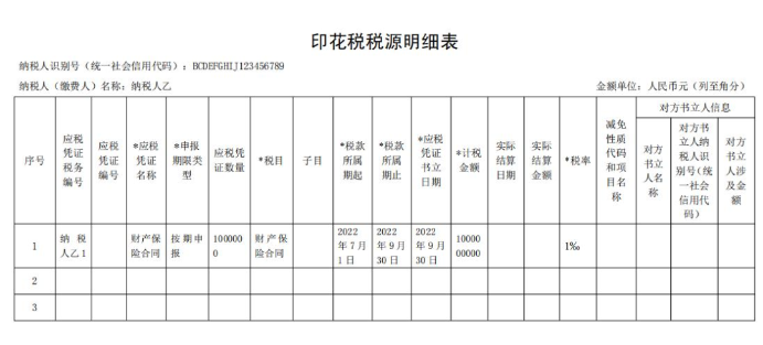 印花税税源明细表