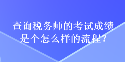 查询税务师的考试成绩是个怎么样的流程？