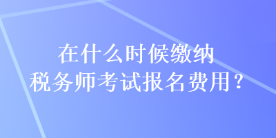 在什么时候缴纳税务师考试报名费用？