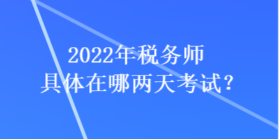 2022年税务师具体在哪两天考试？