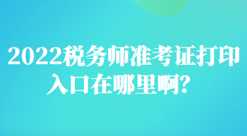 2022税务师准考证打印入口在哪里啊