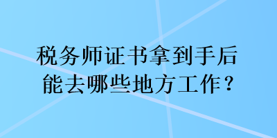 税务师证书拿到手后能去哪些地方工作？