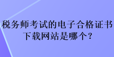 税务师考试的电子合格证书下载网站是哪个？