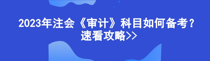 2023年注会《审计》科目如何备考？速看攻略>>