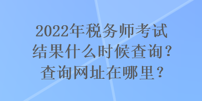 2022年税务师考试结果什么时候查询？查询网址在哪里？