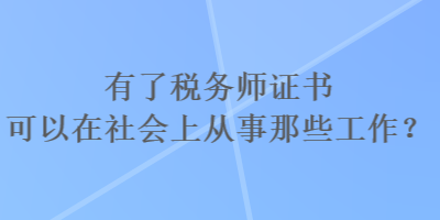 有了税务师证书可以在社会上从事那些工作？