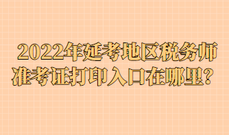 2022年延考地区税务师准考证打印入口在哪里？