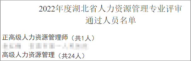 湖北高级经济师人力资源管理通过人员名单