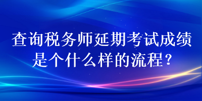 查询税务师延期考试成绩是个什么样的流程？