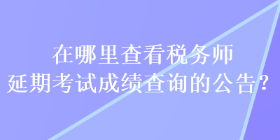 在哪里查看税务师延期考试成绩查询的公告？