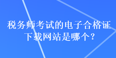 税务师考试的电子合格证下载网站是哪个？