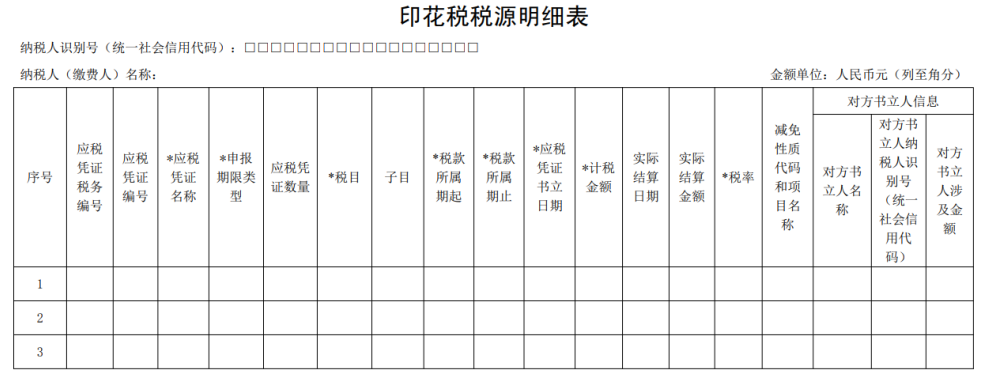 2022年7月1日后适用的税源明细表