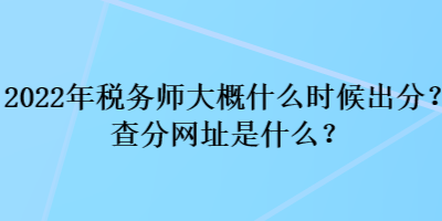 2022年税务师大概什么时候出分？查分网址是什么？