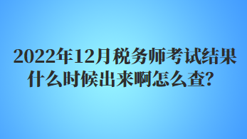 2022年12月税务师考试结果什么时候出来啊怎么查？