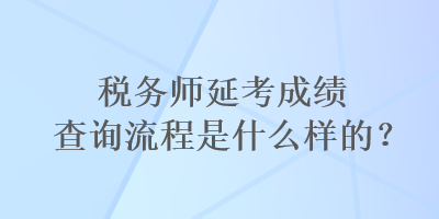 税务师延考成绩查询流程是什么样的？