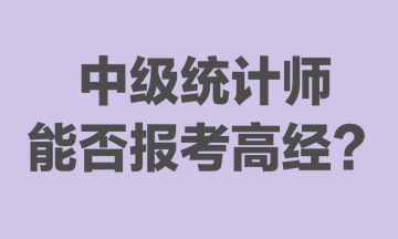 中级统计师能否报考高经