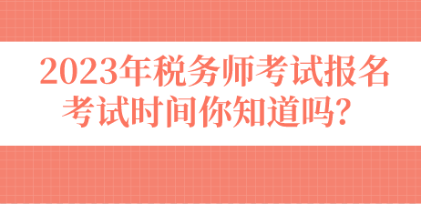 2023年税务师考试报名考试时间你知道吗？