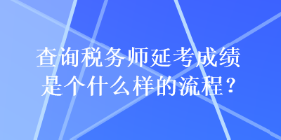 查询税务师延考成绩是个什么样的流程？