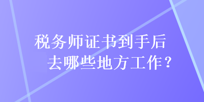 税务师证书到手后去哪些地方工作？