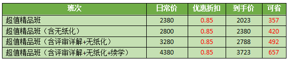 购超值精品班享8.5折优惠