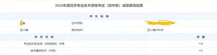 中级经济师考试成绩